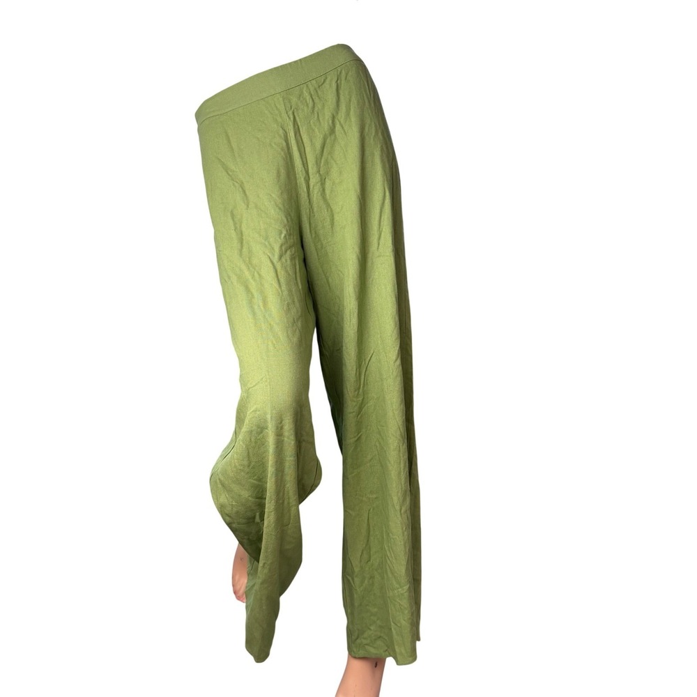 SHEIN Linen Blend Wide Leg Trousers Sage Green Boho Coastal Grandma Size S 4